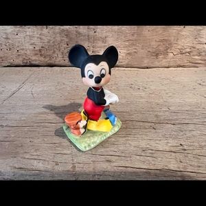 Mickey Mouse with Lawnmower Figurine Vintage